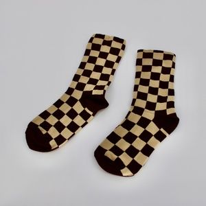 NWT- Piper and Scoot Checkered Brown Socks OS
